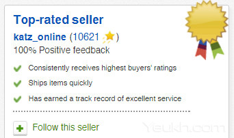 Top rated seller với 100% positive feedback trên ebay