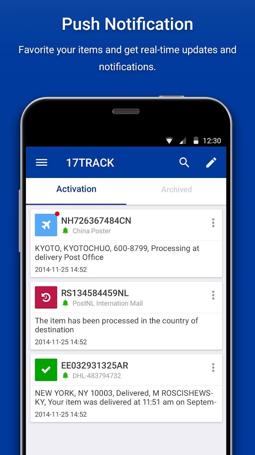 App 17track hiện đã hỗ trợ android, bạn có thể tải về và sử dụng.