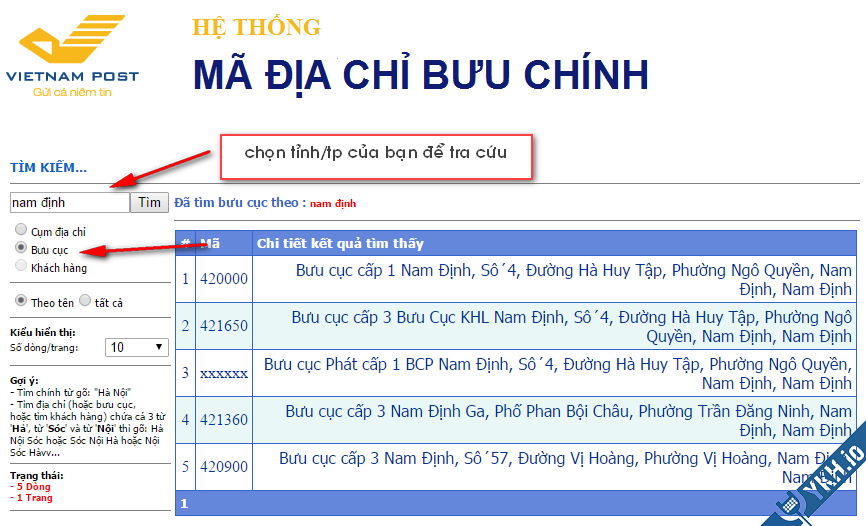 Truy cập vào website của tổng công ty bưu điện Việt Nam để tra cứu mã bưu chính chuẩn nhất